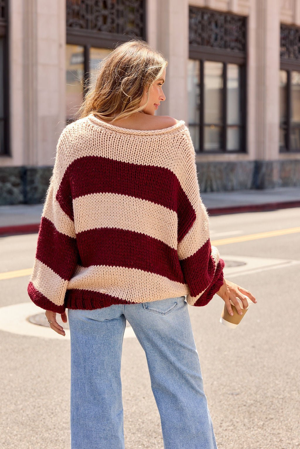 Camel & Wine Striped Sweater - Pre Order - Image 9