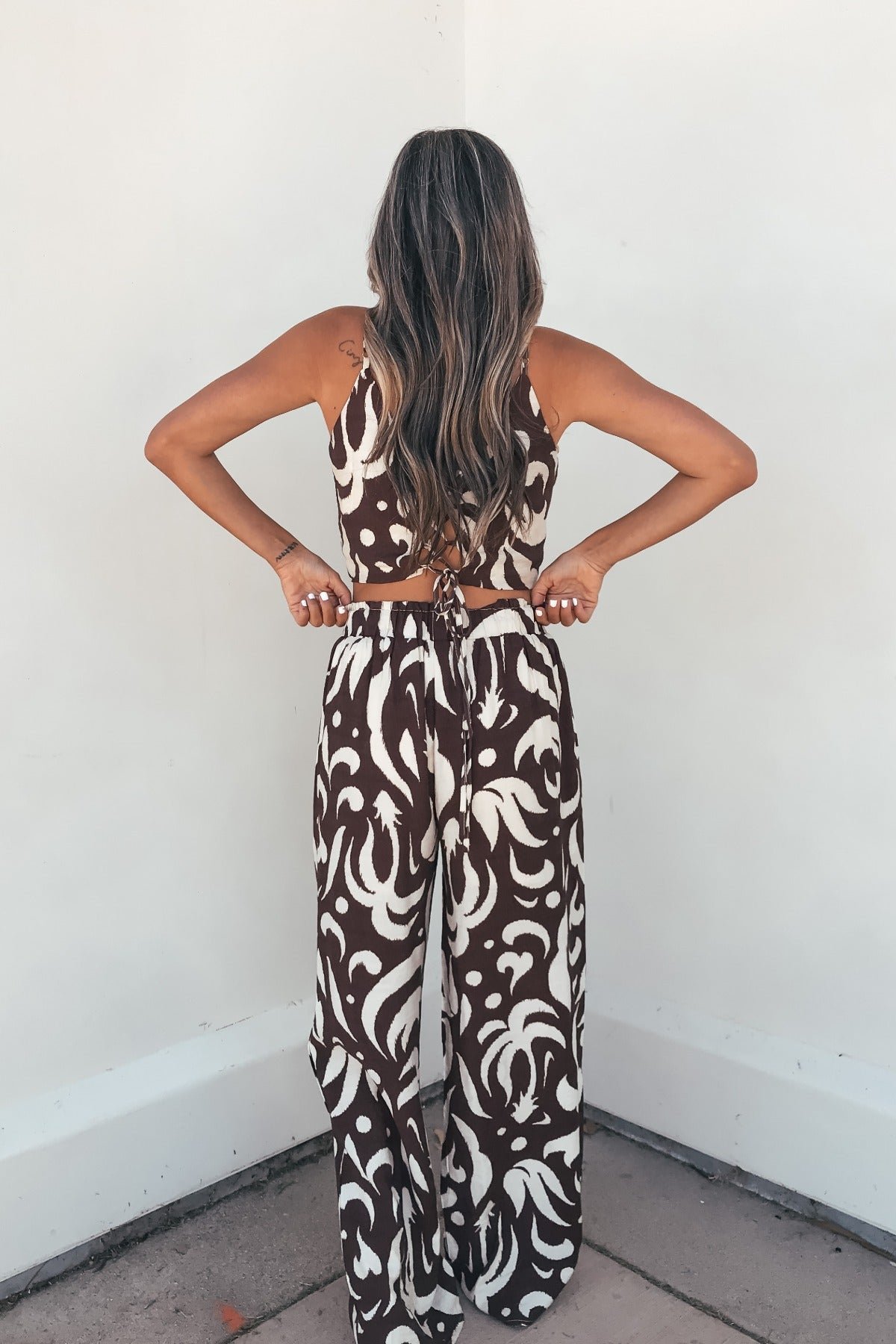 Eda Print Cami Tank and Pants Set - Brown - FINAL SALE - Image 4