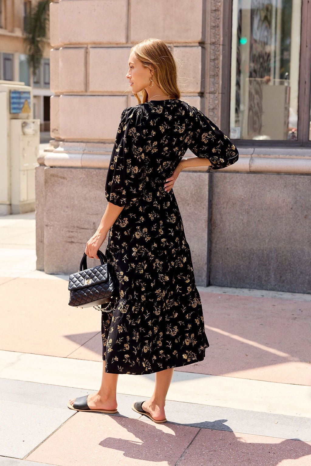 Ember Floral Midi Dress - Black - Image 10