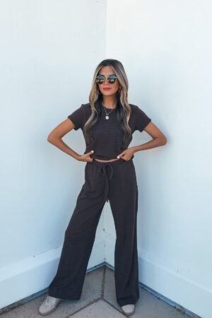 Kacey Striped Wide Leg Pants - Brown