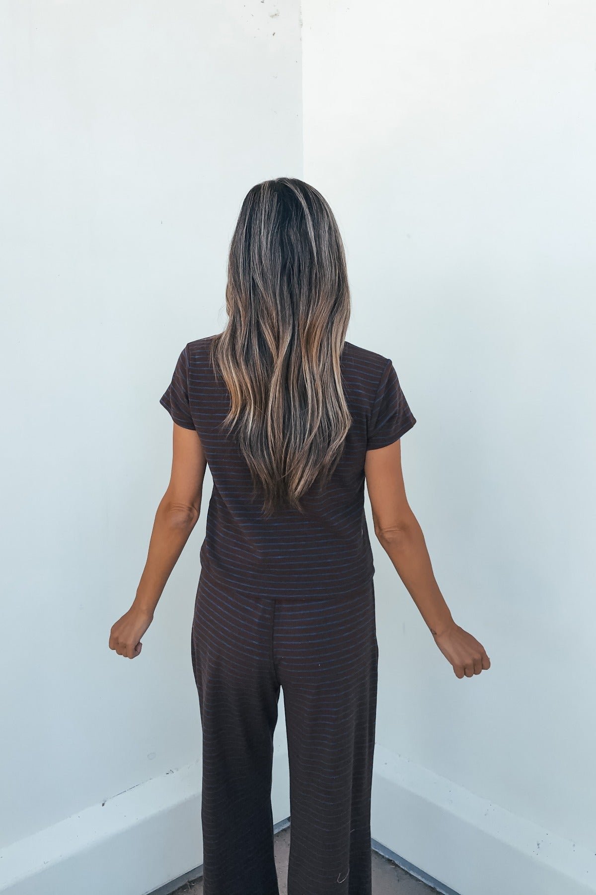 Kacey Striped Wide Leg Pants - Brown - Image 4