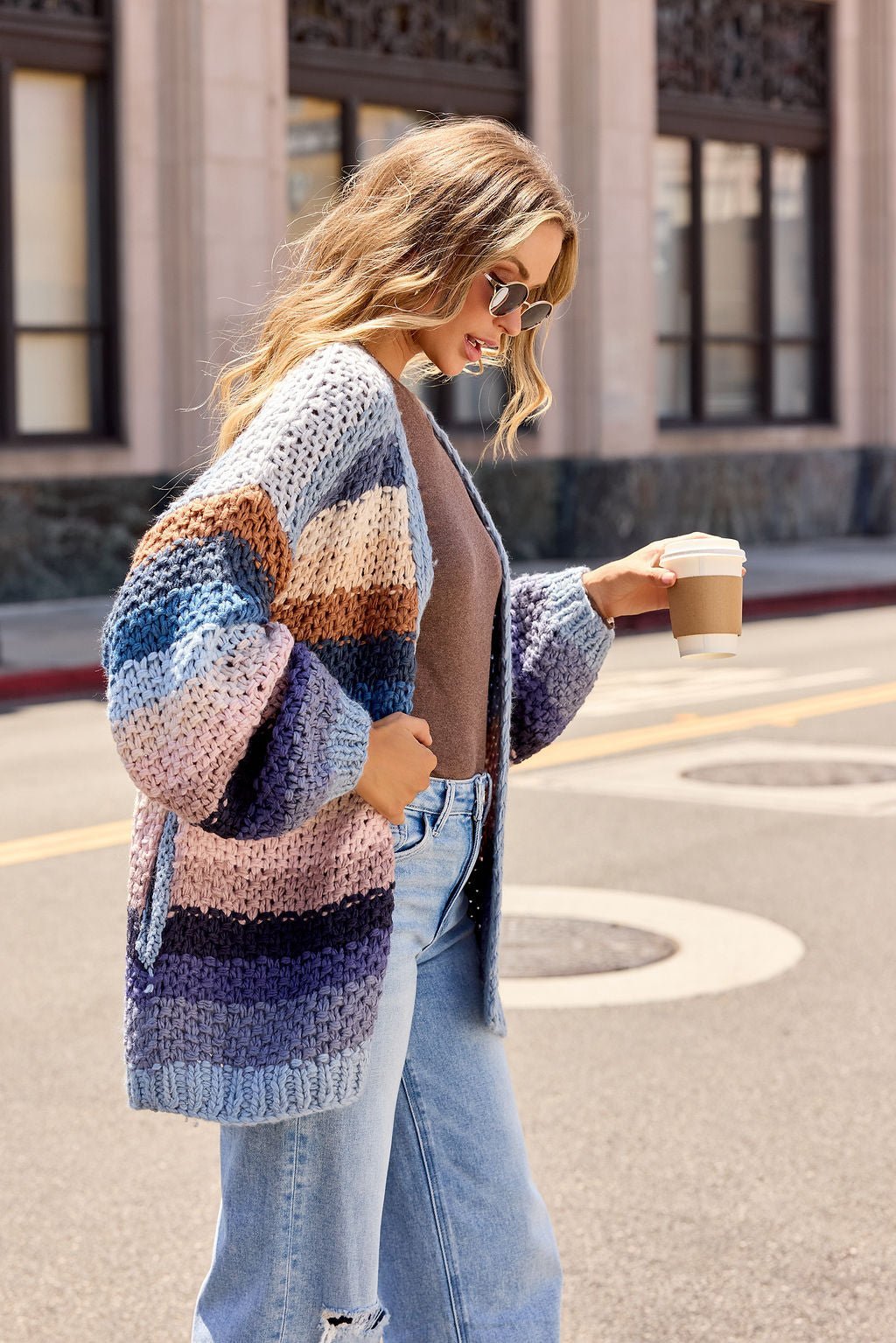 Multi Blue Stripe Crochet Cardigan - Pre Order - Image 8