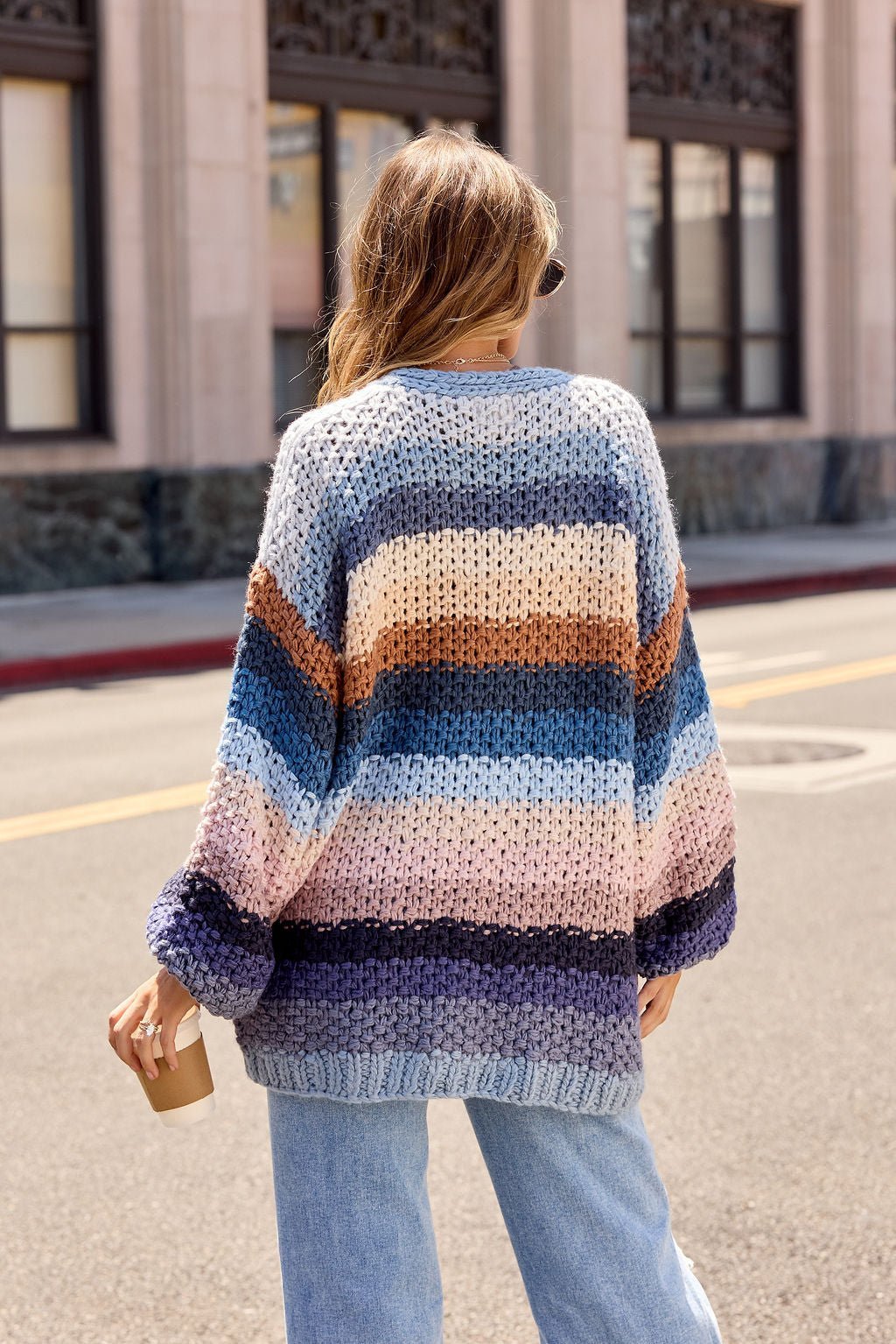 Multi Blue Stripe Crochet Cardigan - Pre Order - Image 10