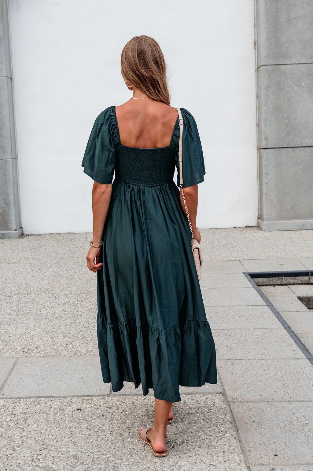 Rosalind Sweetheart Smocked Midi Dress — Green - Image 7