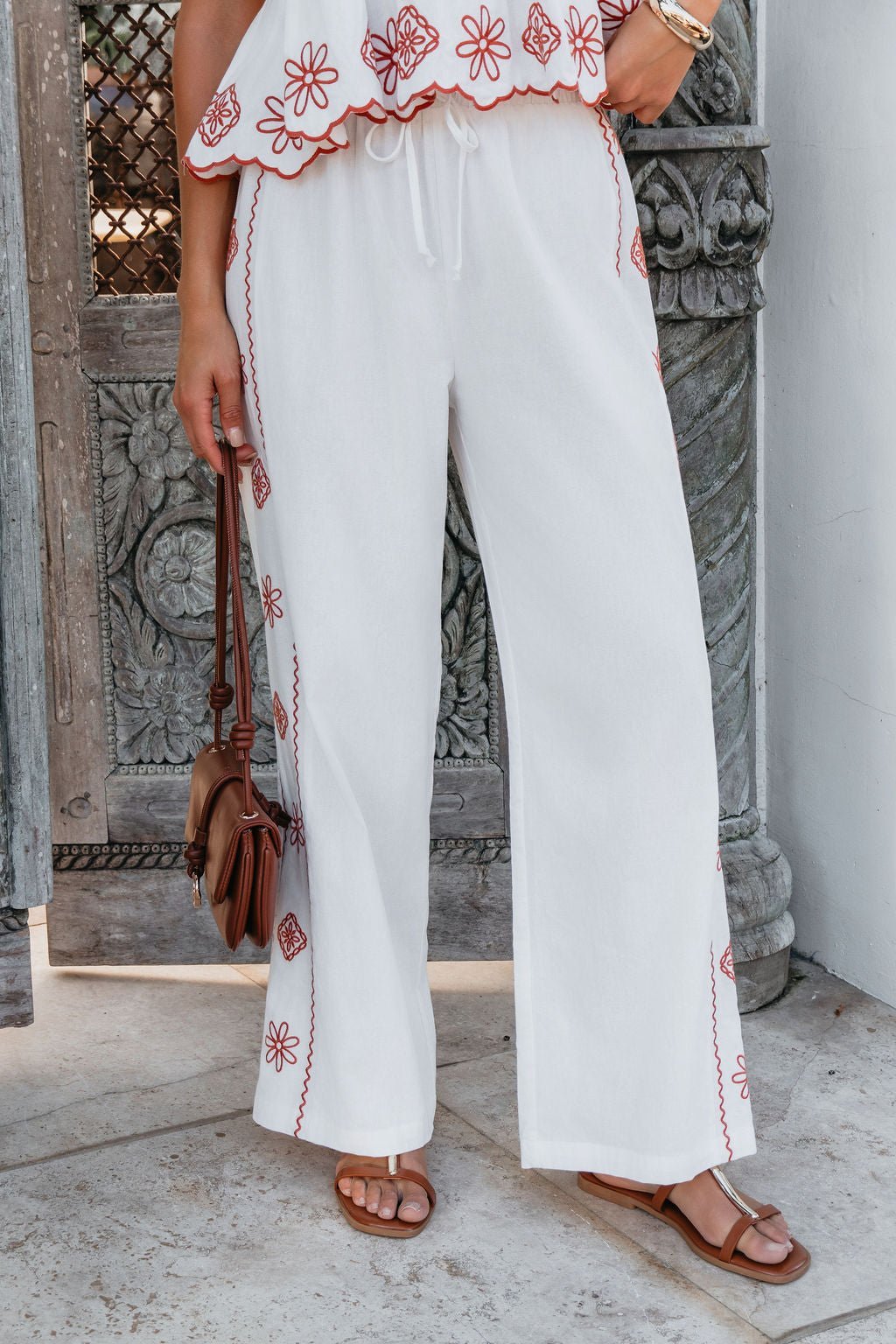 Veranda White Embroidered Pants - FINAL SALE - Image 2