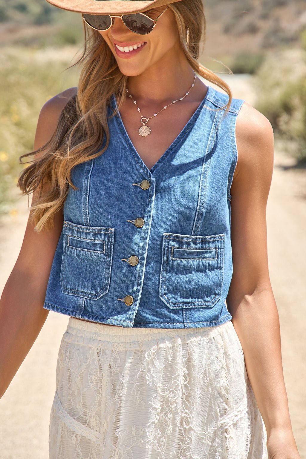 Weston Button Front Denim Vest - Image 10