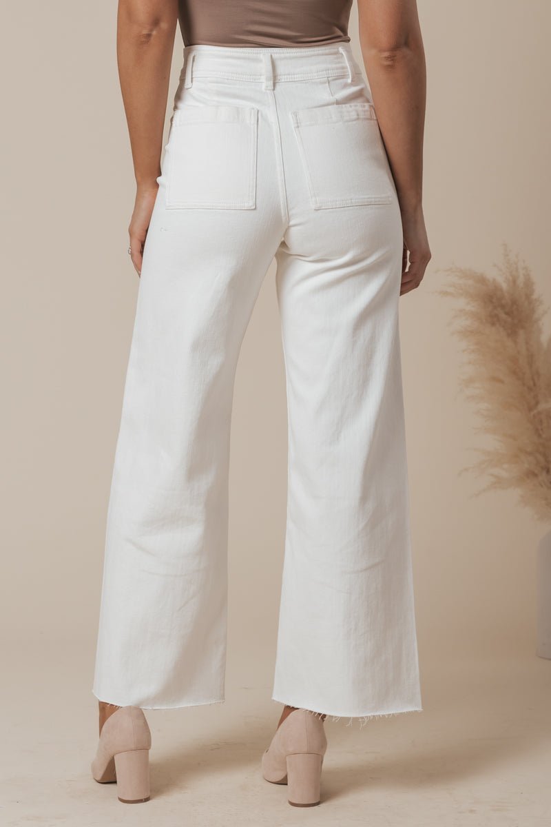 White Straight Wide Leg Pants - Image 5